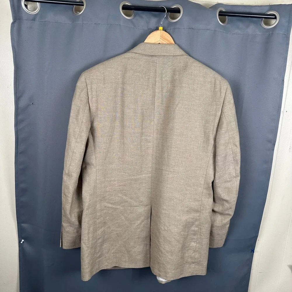 Jos. A. Bank Mens 43R Linen Wool Blend Blazer Sport Coat Tan 7717 2-Button